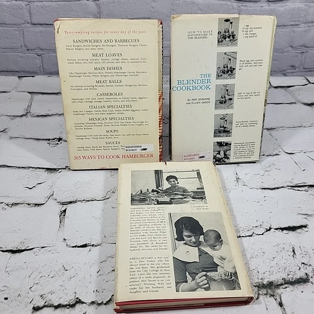 Vintage Cookbooks Lot Of 3 HBs 365‎ Ways To Cook Hamburger Working Wives Blender